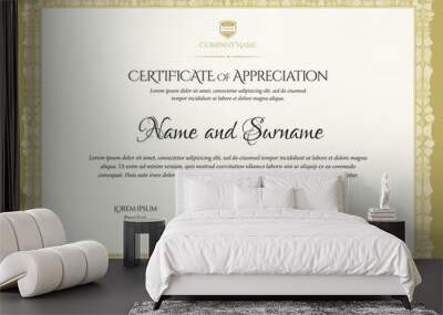 Certificate template. Diploma of modern design or gift certificate. Wall mural