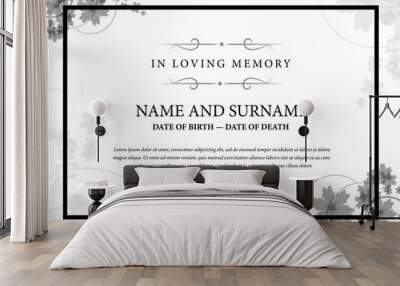 Funeral card. In loving memory of those who are forever in our hearts. Elegant design. Vector illustration. Wall mural