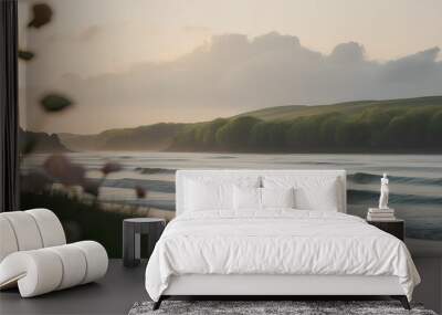 Serene Ocean Sunset: A Calming Coastal Retreat background  Wall mural