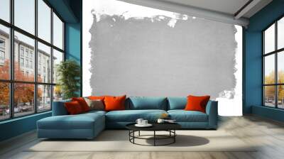 Brushstrokes of white paint covering the grey concrete wall. Abstract background with place for inscription. Wall mural