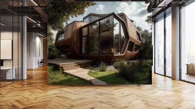 Modern wooden eco-friendly house Wall mural