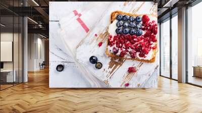 Toast with cream cheese and berries Wall mural