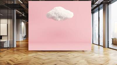 Cloud floating on pink room background. minimal idea concept. 3D render. Wall mural