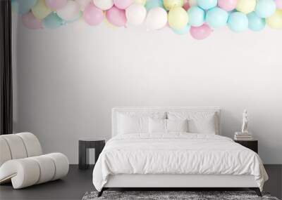 Pastel Balloon Floating on White background for copy space..minimal idea concept 3D render. Wall mural