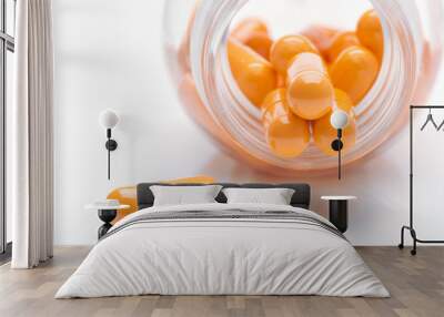 beautiful orange capsules with bottle, medicines for health Wall mural