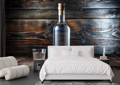 Bottle of vodka or gin isolated. Hard liquor product presentation. Wall mural