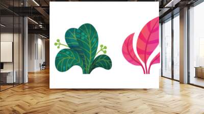 Abstract Plants and Foliage with Unusual Shapes and Colors Vector Set Wall mural