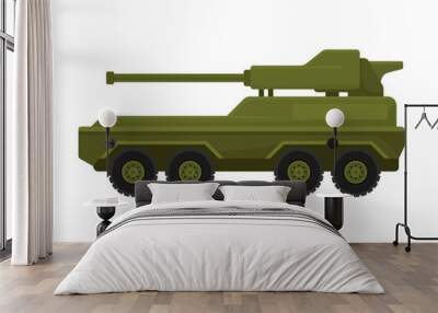 Armored personnel carrier with a gun. Vector illustration on a white background. Wall mural