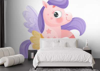 Cute Unicorn with Horn and Purple Mane Wearing Skirt Vector Illustration Wall mural