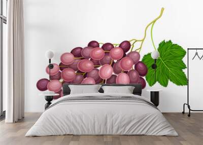 Ellipsoid Lying Berry Cluster of Purple Grape Vector Illustration Wall mural