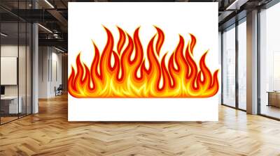 Fire Flames with Bright Orange Blazing Tongues Vector Illustration Wall mural