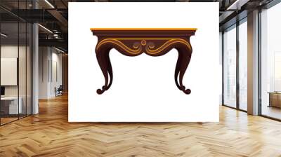 Flat vector icon of antique wooden table for dining room. Luxury decorative item for interior. Vintage home furniture Wall mural