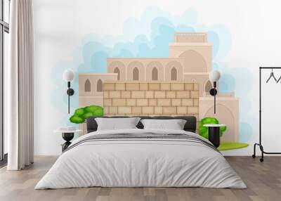 Holy Jerusalem City Wall and Architecture Vector Illustration Wall mural