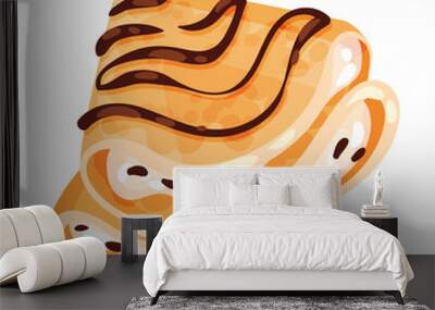 pancake is folded in a triangle shape. decorated with liquid chocolate. vector illustration on white Wall mural