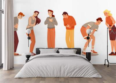 People Characters Suffering from Pain or Ache in Different Body Parts Vector Set Wall mural