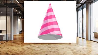 Pink party hat, celebration party symbol cartoon vector Illustration on a white background Wall mural