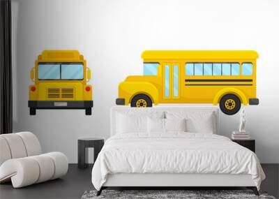 Yellow School Bus Used for Transporting Students Vector Set Wall mural