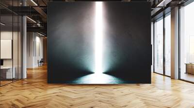 Bright light between two walls. Light from the opening large stone gate, portal. A light in the end of a tunnel. The concept of success, freedom of choice, open mind, meditation. Wall mural