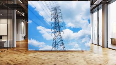 high voltage pole blue sky Wall mural