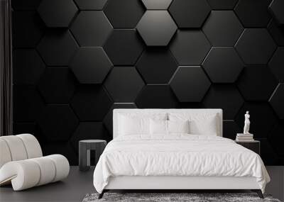 Abstract black texture background hexagon Wall mural