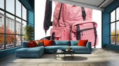 Backpack Pink isolated on transparent or white background Wall mural