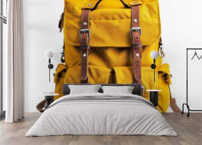 Backpack yellow isolated on transparent or white background Wall mural