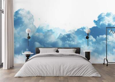 Blue cloud border isolated on transparent or white background  Wall mural