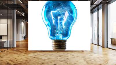 Blue electricity isolated on transparent or white background Wall mural