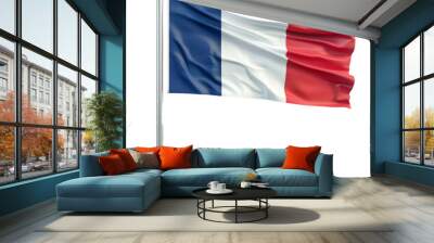 French flag on a pole isolated on transparent or white background Wall mural