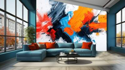 Vibrant Hand-Painted Abstract Texture Background for Artistic Designs, Generative Ai Wall mural