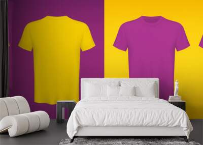 Creative vector illustration of colored T-shirts Set isolated on transparent background. Art design blank mockup advertising template. Abstract concept graphic top view printing element. Wall mural