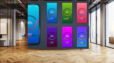 Creative vector illustration of mobile app progress bar loading isolated on transparent background. Art design preloader template. Abstract concept graphic upgrade, update, download diagram element Wall mural