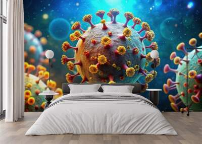 3D Coronavirus Cell Human Bokeh Artistic, Medical Illustration Wall mural