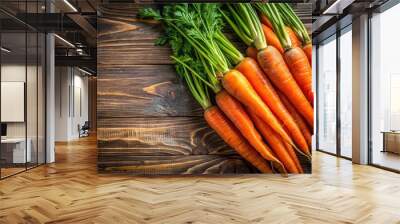 Orange hues dominate the scene, a close-up of ripe carrots. Wall mural