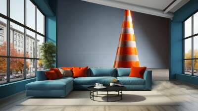 Safety Cone Illustration with Copy Space for Traffic Management and Road Safety Awareness Wall mural