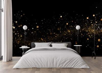 Gold particles on black background Wall mural