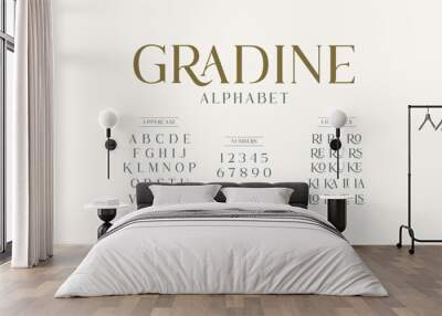 Classic typography elegant. Alphabet and numbering  uppercase. Vector illustration word. Wall mural