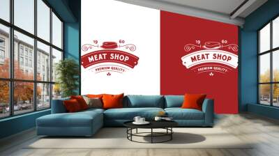 Crafting a Classic and Stylish Logo for Your Premium Quality Meat Shop. Embrace the Elegance of Simplicity with Vector Illustration Wall mural