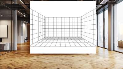 Perspective grid room background vector illustration. Wall mural