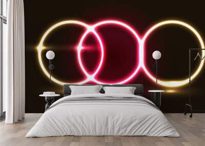 Realistic neon circle glowing light effect. Neon glow vector illustration. Wall mural