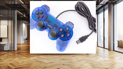 isolated of the blue joystick for controller and play video game Wall mural