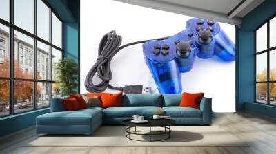 isolated of the blue joystick for controller and play video game Wall mural