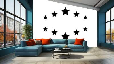 5 black stars are arranged in an arc on a transparent background. Stock vector Wall mural