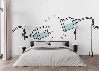 Power plug with wire and socket symbol. Vector illustration EPS 10 Wall mural