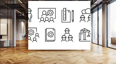 Set of engineering and design icons in linear style. People engineers and designers. Vector illustration EPS 10 Wall mural