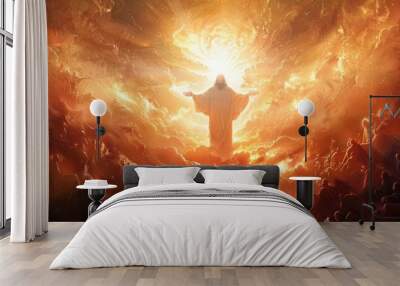 The Glorious Return of Christ: Jesus Second Coming to Judge the Living and the Dead on Final Day of Judgment Wall mural