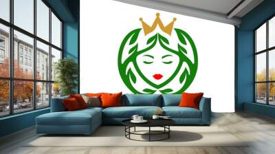 Beauty Queen Leaf Nature Logo Design Wall mural