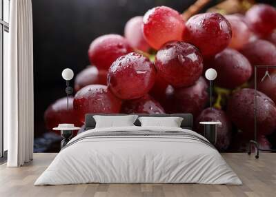 Fresh grapes with water droplets. Juicy berries. Healthy eating. Natural product. Wall mural