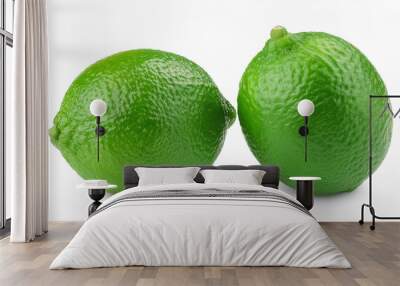 Ripe lime isolated on white background. Fresh green citrus fruit. Organic food. Wall mural