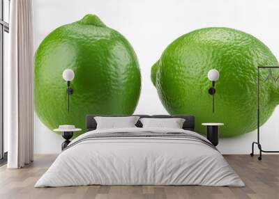 Ripe lime isolated on white background. Fresh green citrus fruit. Organic food. Wall mural